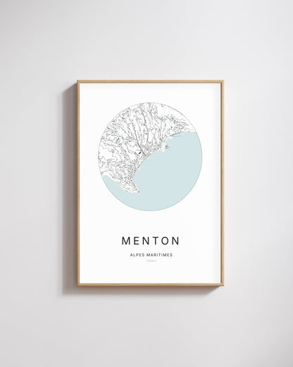 Affiche minimaliste de Menton – plan de ville.