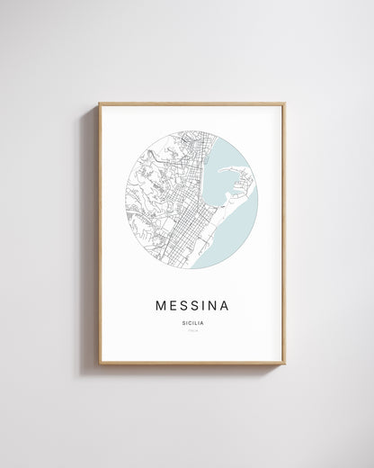 Affiche minimaliste de Messina – plan de ville.