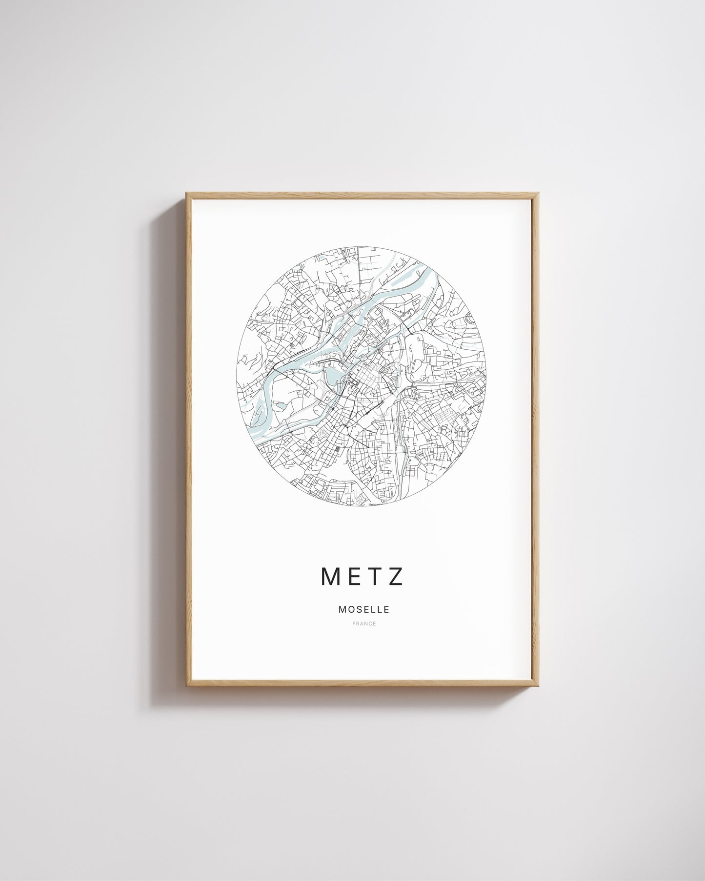 Affiche minimaliste de Metz – plan de ville