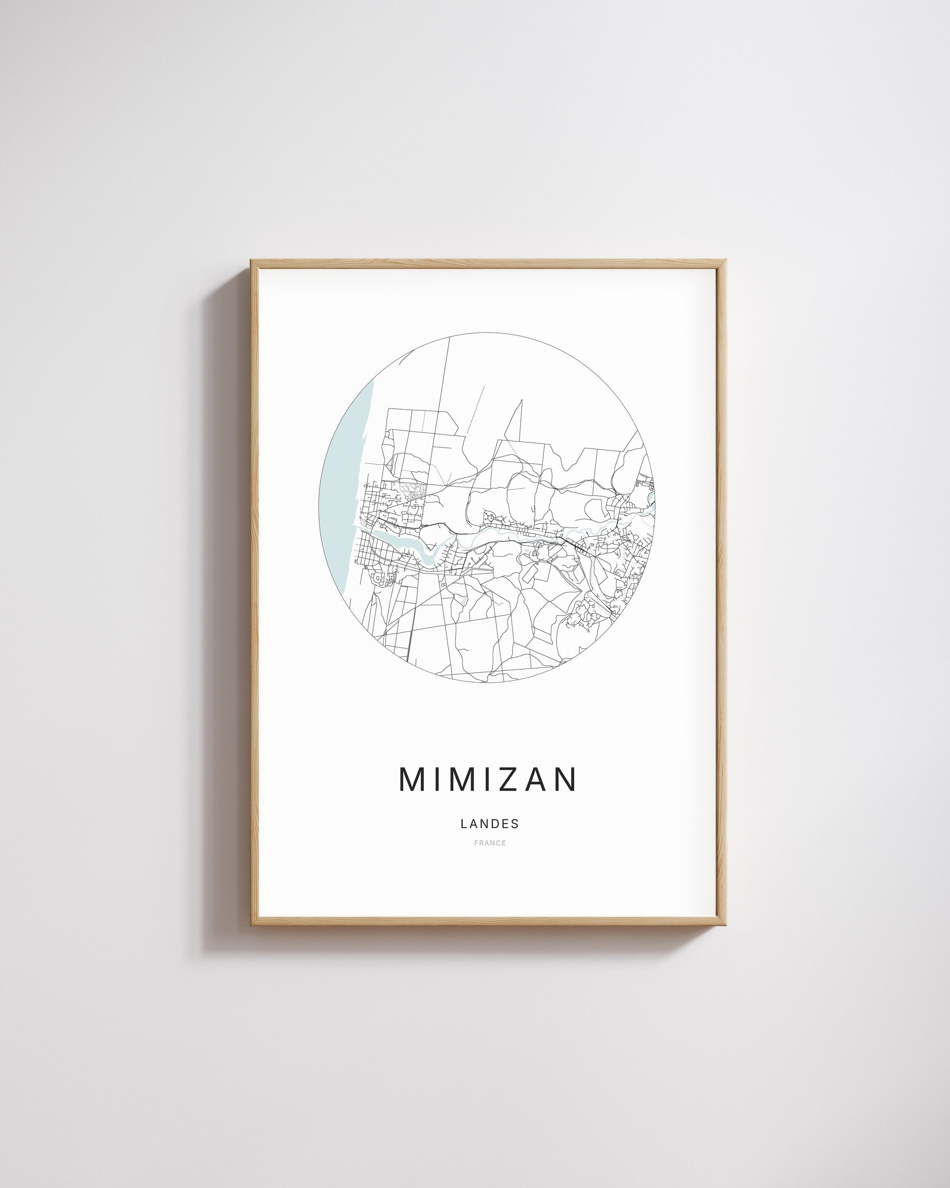 Affiche minimaliste de Mimizan – plan de ville.