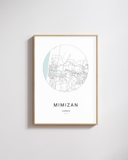 Affiche minimaliste de Mimizan – plan de ville.