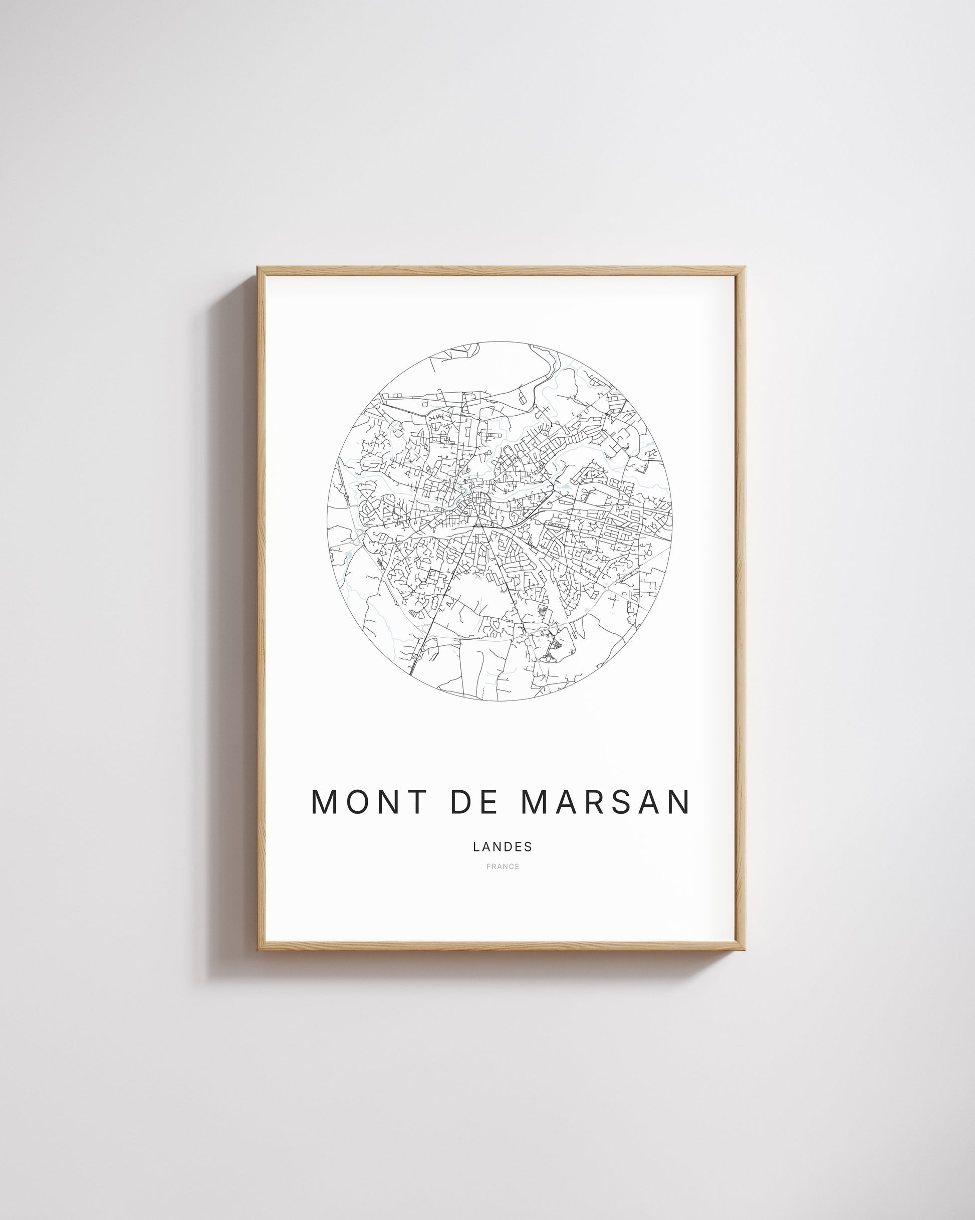 Affiche minimaliste de Mont-de-Marsan – plan de ville.