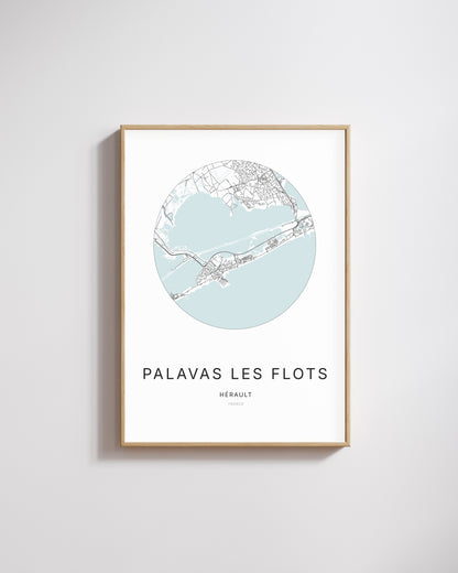 Affiche minimaliste de Palavas-les-Flots – plan de ville.