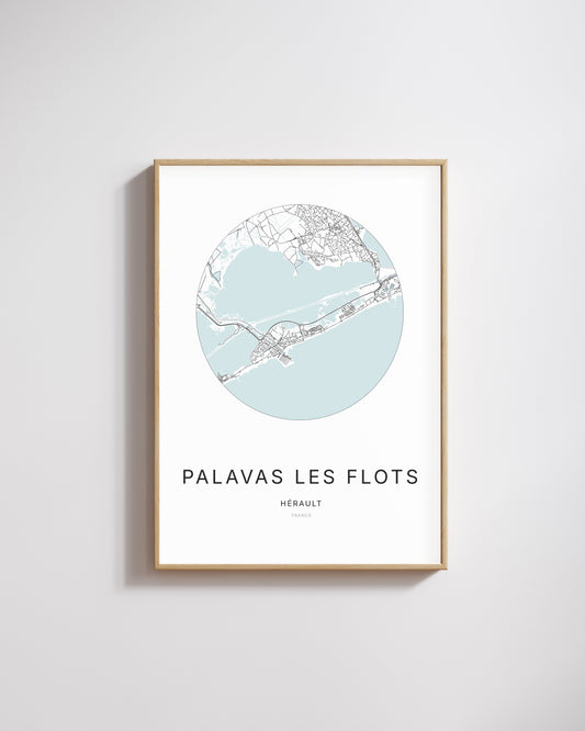 Affiche minimaliste de Palavas-les-Flots – plan de ville.