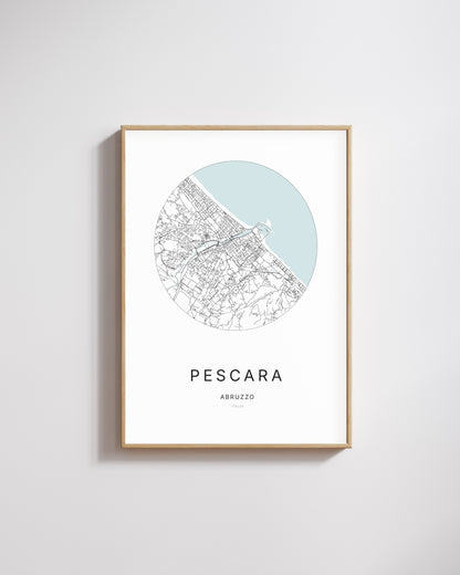 Affiche minimaliste de Pescara – plan de ville.