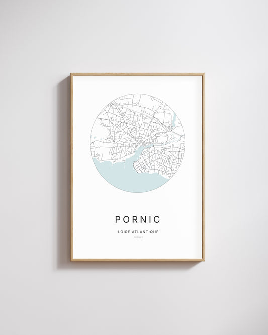 Affiche minimaliste de Pornic – plan de ville.