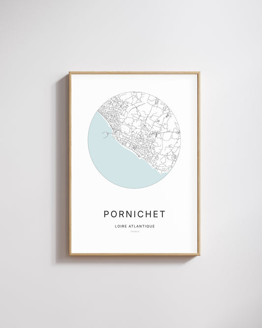 Affiche minimaliste de Pornichet – plan de ville.