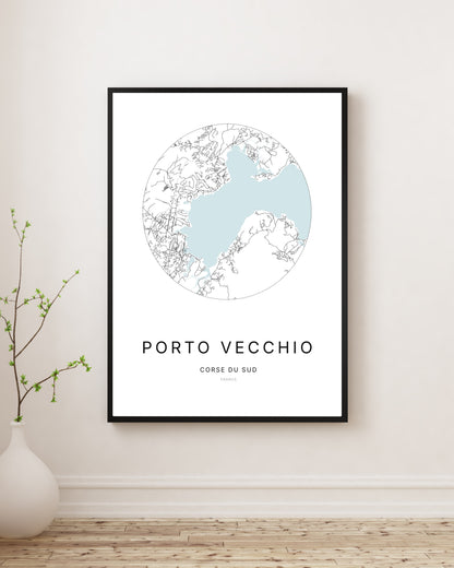 Poster featuring a map of Porto-Vecchio.