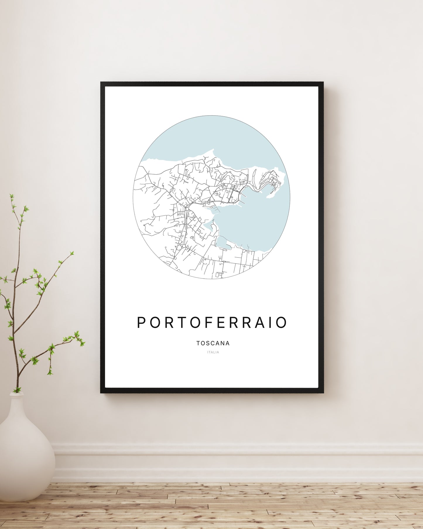 Poster minimalista con la mappa della città di Portoferraio.