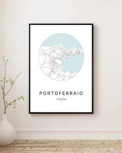 Poster minimalista con la mappa della città di Portoferraio.