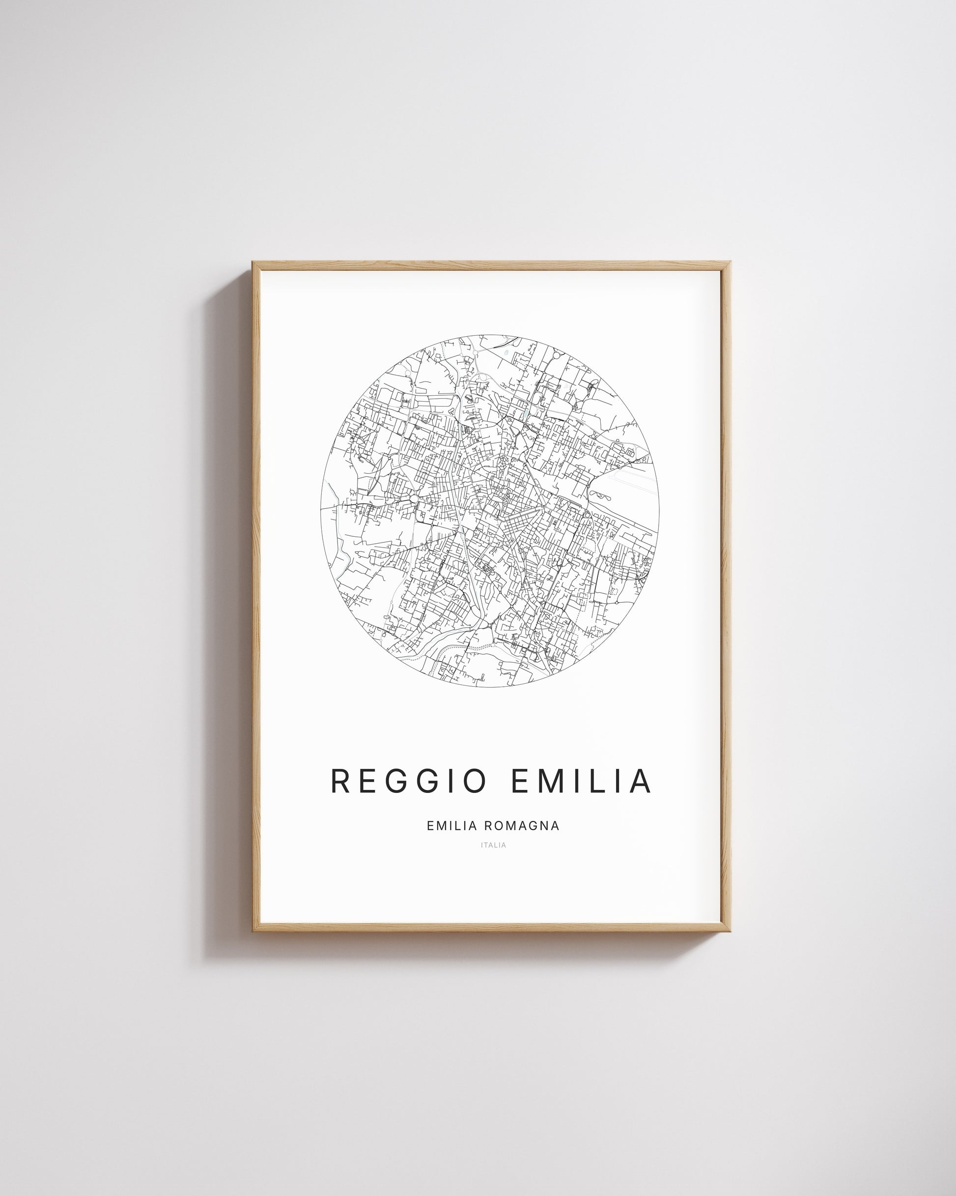 Affiche minimaliste de Reggio Emilia – plan de ville.