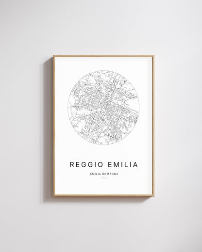 Affiche minimaliste de Reggio Emilia – plan de ville.