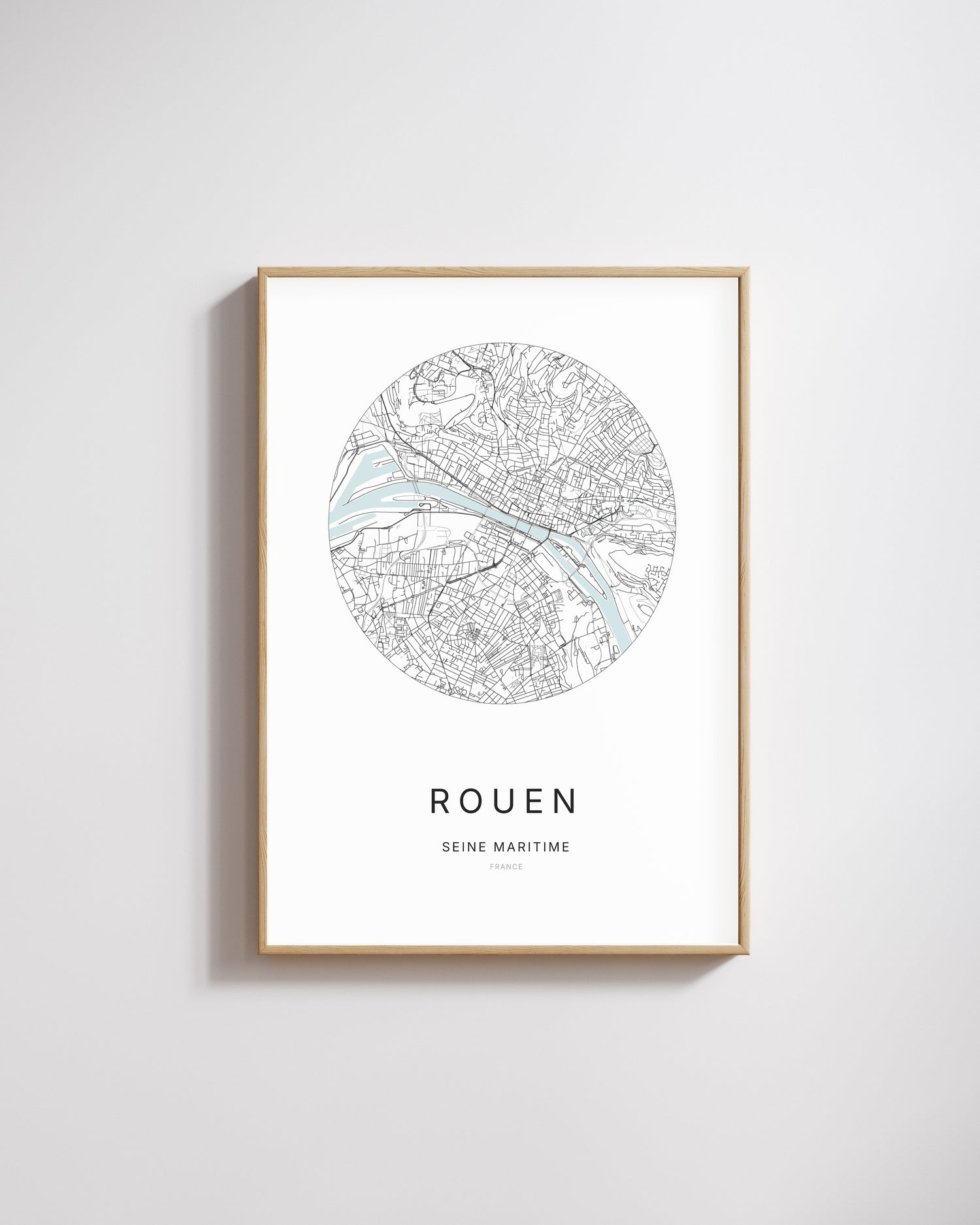 Affiche minimaliste de Rouen – carte et plan de la ville, poster décoratif City Origin.