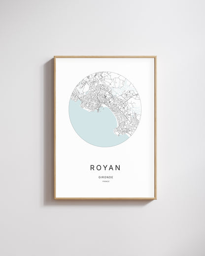 Affiche minimaliste de Royan – plan de ville.