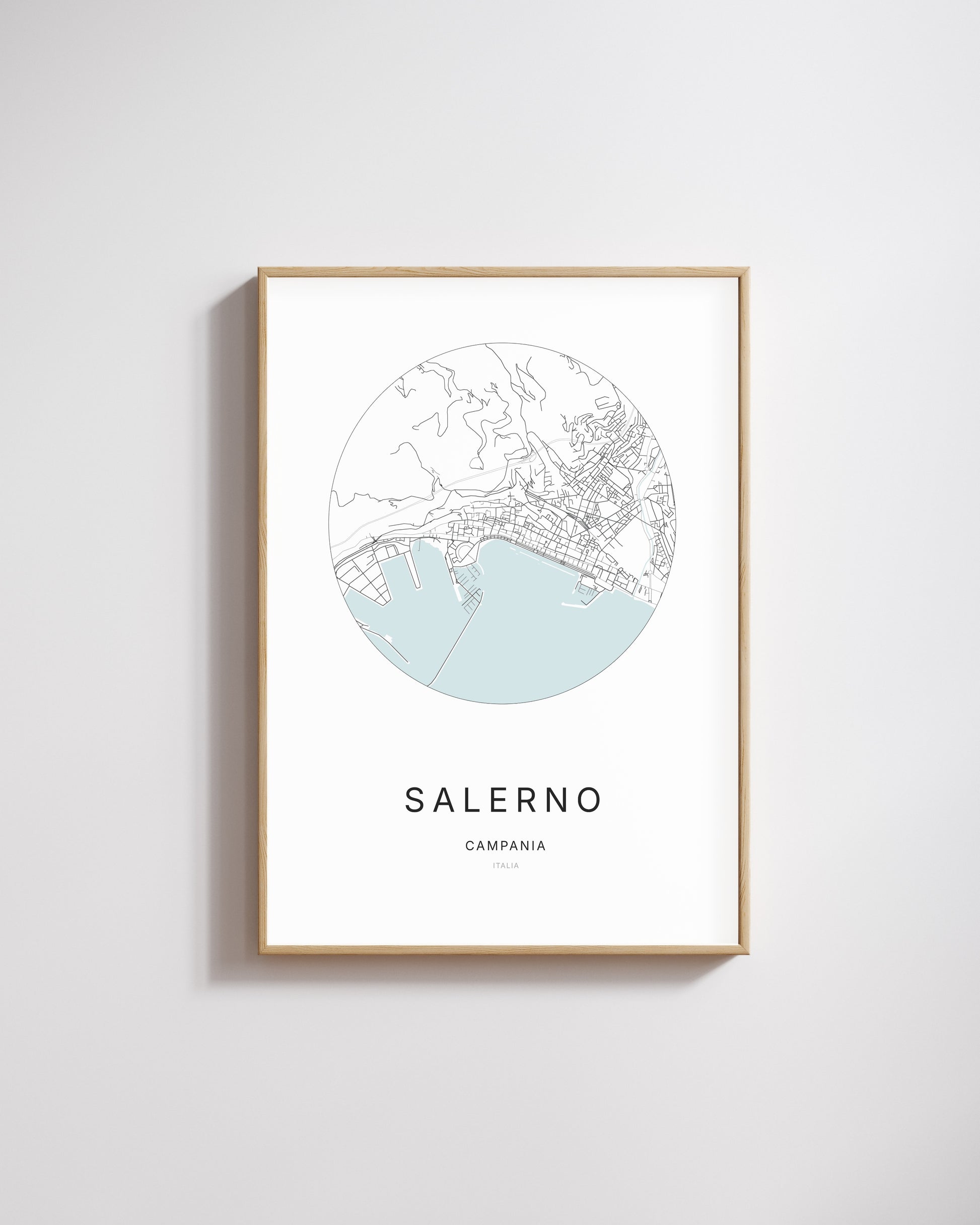 Affiche minimaliste de Salerno – plan de ville.