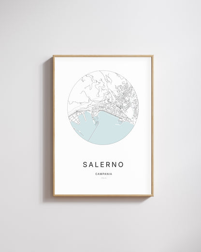 Affiche minimaliste de Salerno – plan de ville.