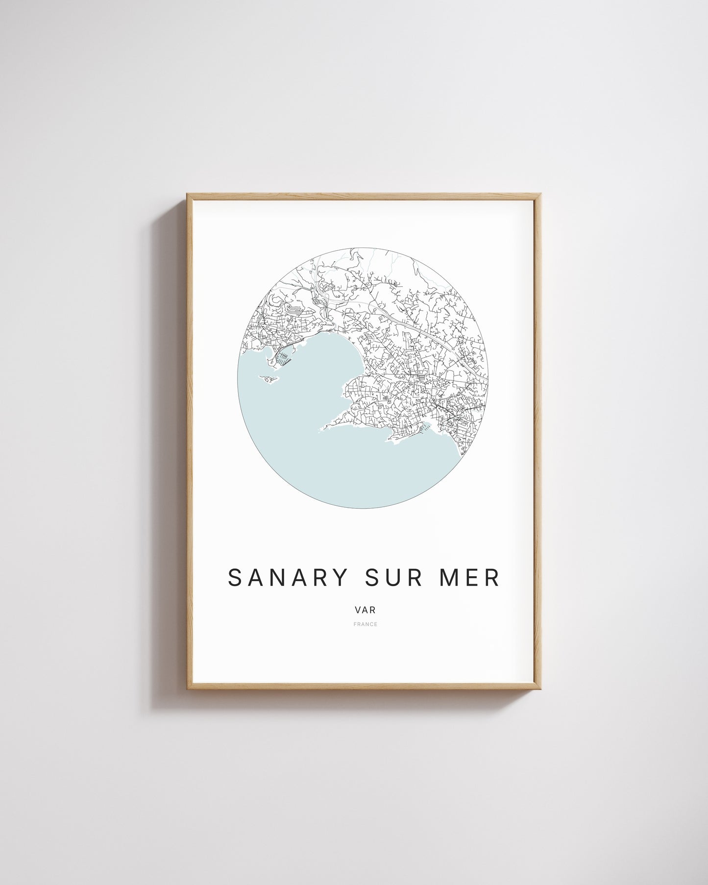 Affiche minimaliste de Sanary-sur-Mer – plan de ville.