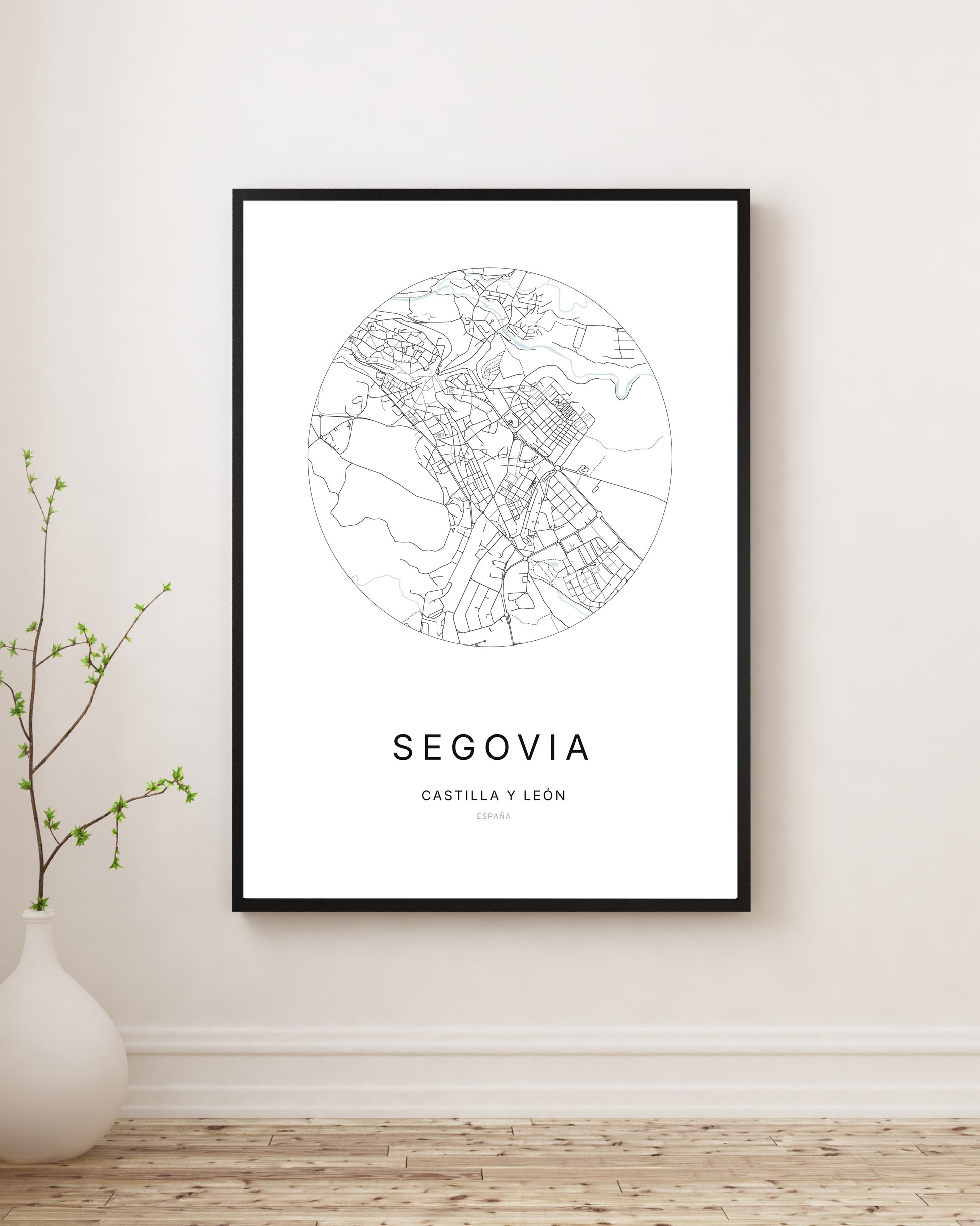 Affiche minimaliste du plan de la ville de Segovia