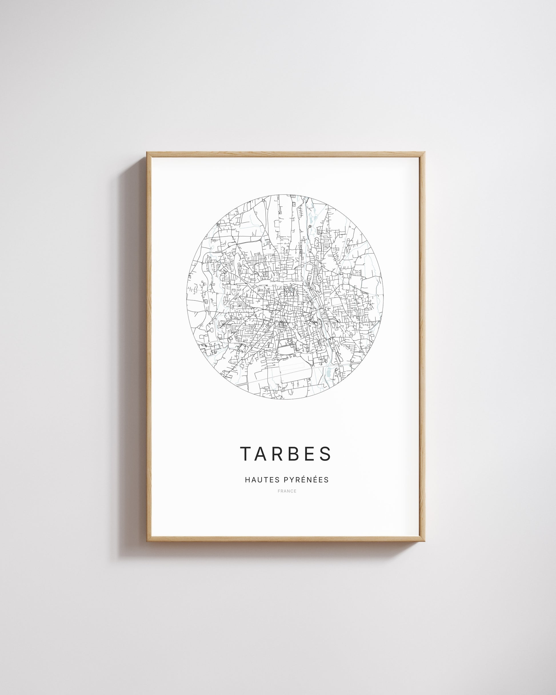 Affiche minimaliste de Tarbes – plan de ville.