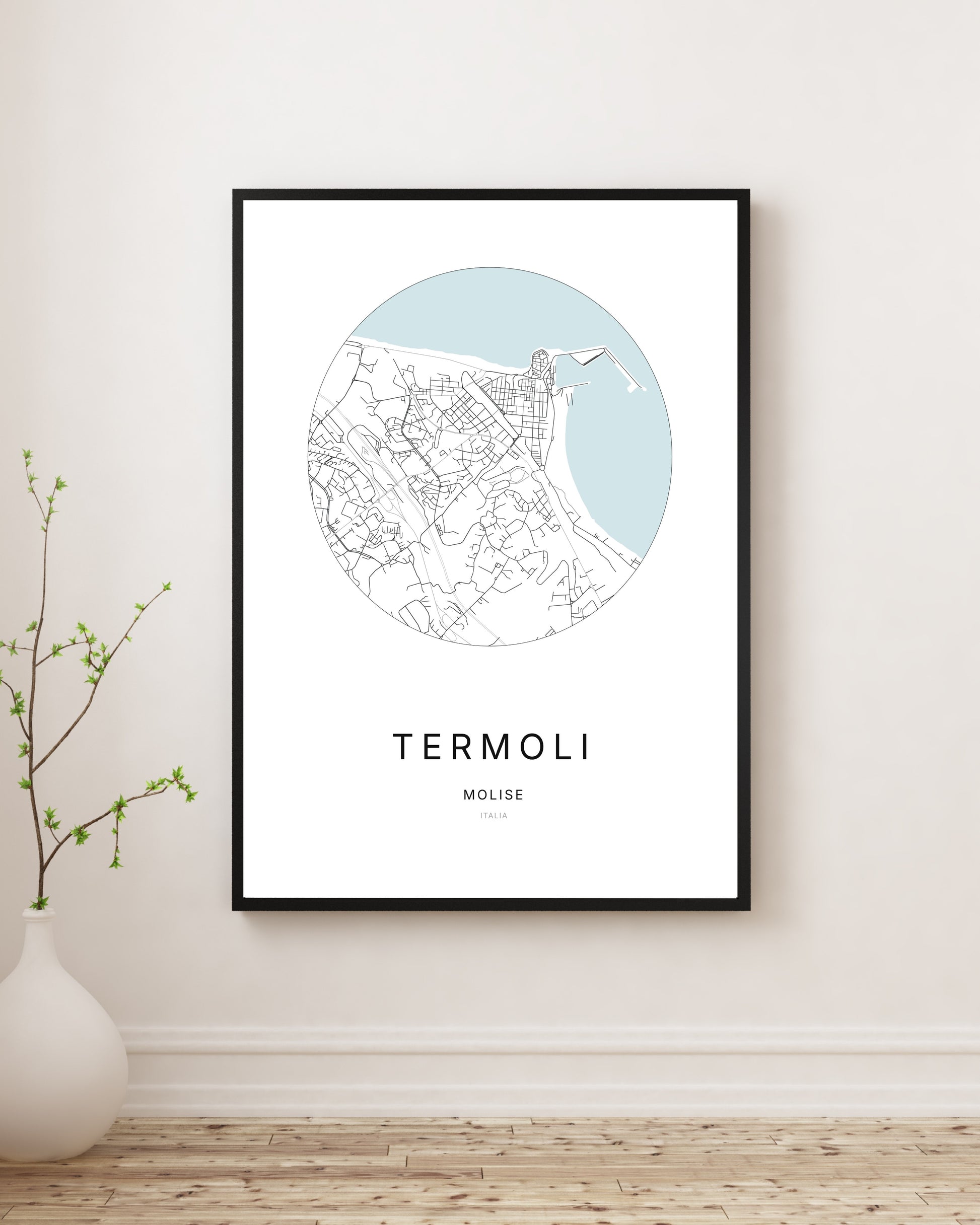 Affiche minimaliste du plan de la ville de Termoli.