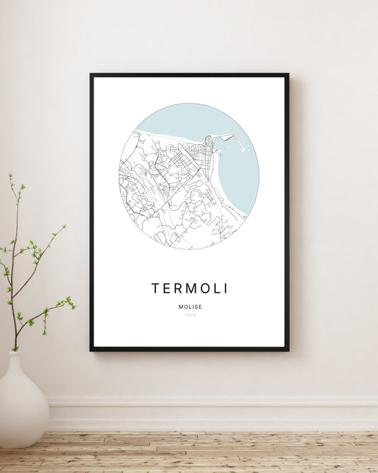 Affiche minimaliste du plan de la ville de Termoli.