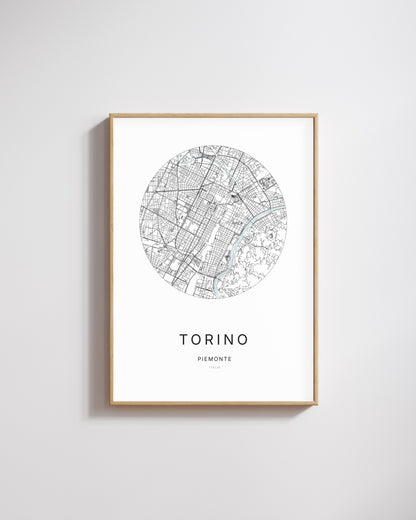 Affiche minimaliste de Torino – plan de ville.