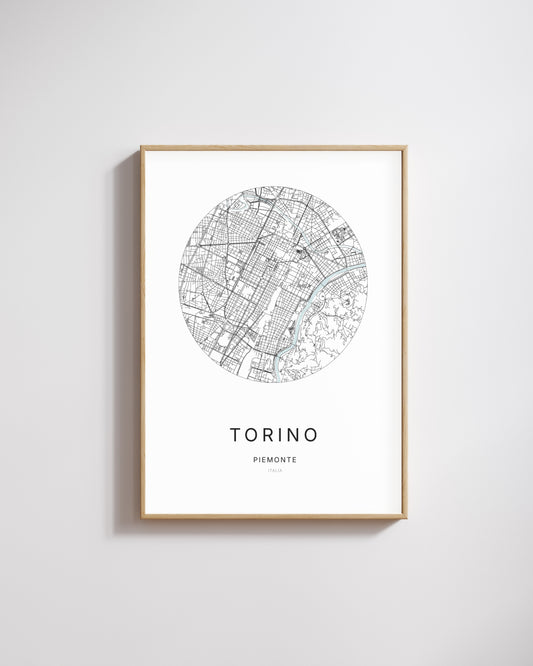 Affiche minimaliste de Torino – plan de ville.
