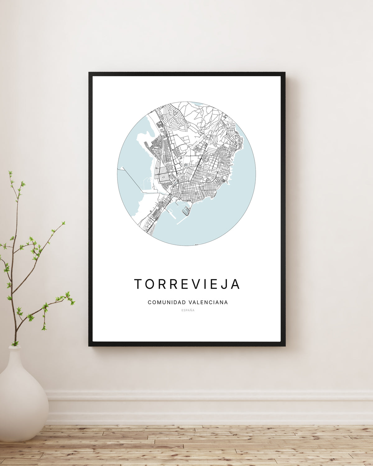 Póster minimalista con el mapa de la ciudad de Torrevieja.