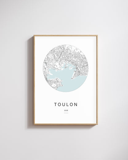 Affiche minimaliste de Toulon – plan de ville