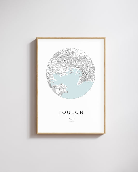 Affiche minimaliste de Toulon – plan de ville