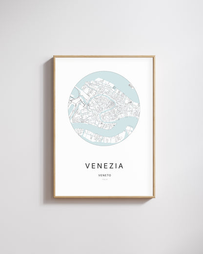 Affiche minimaliste de Venezia – plan de ville.