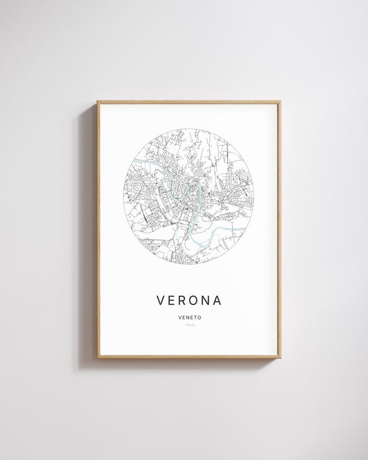 Affiche minimaliste de Verona – plan de ville.