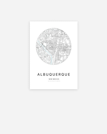 Minimalist city map of Albuquerque, New Mexico.