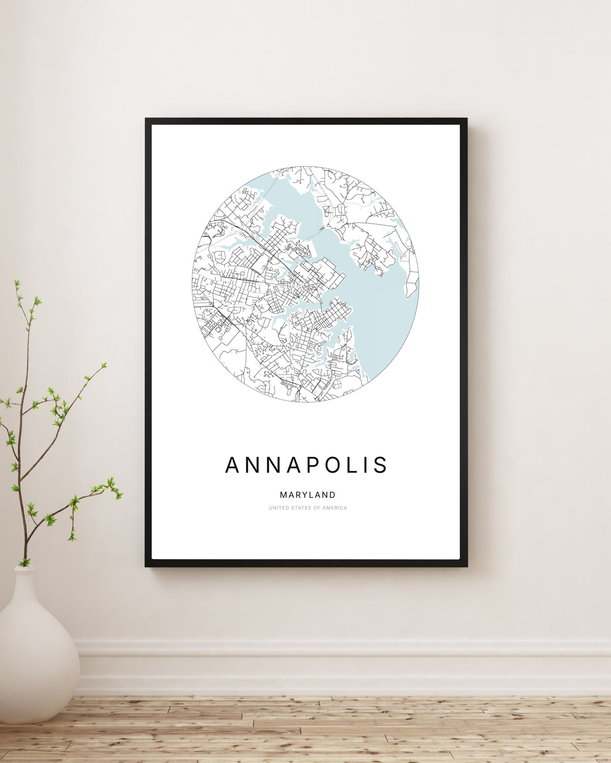 Poster représentant le plan de la ville d’Annapolis.