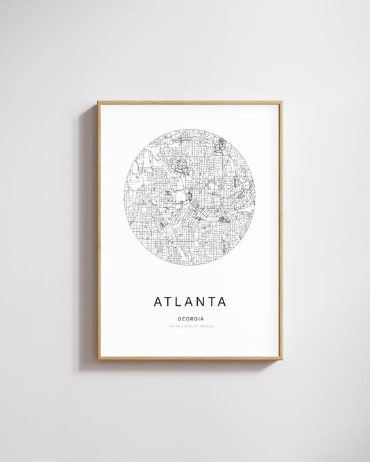 Poster représentant le plan de la ville d’Atlanta.