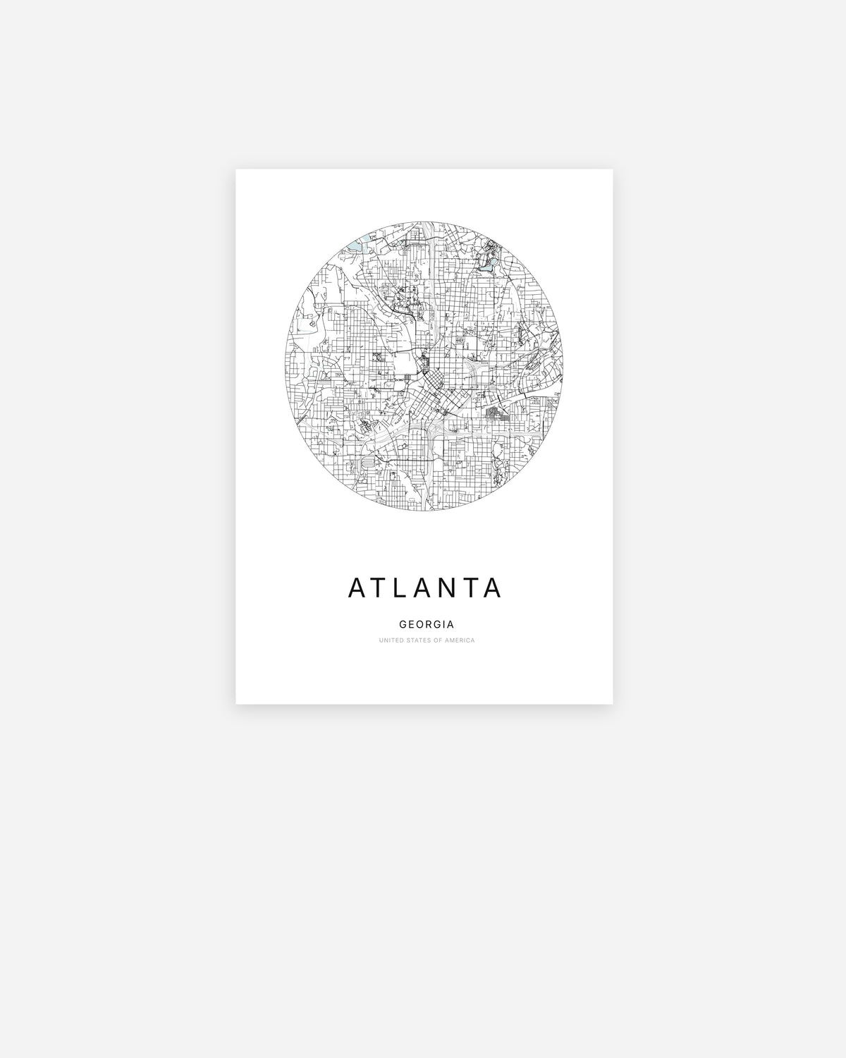 Plan de la ville d’Atlanta au design minimaliste.