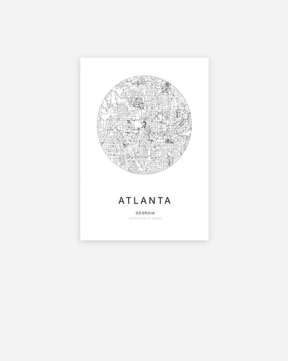 Plan de la ville d’Atlanta au design minimaliste.