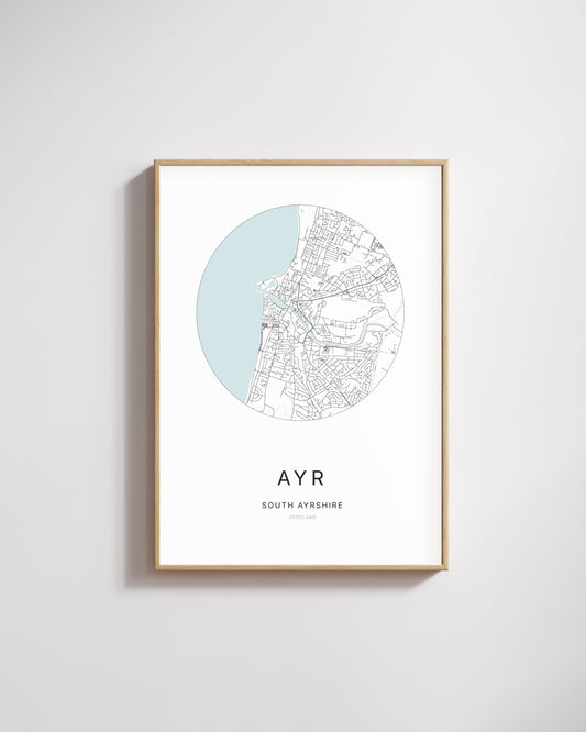 Poster représentant le plan de la ville de Ayr.