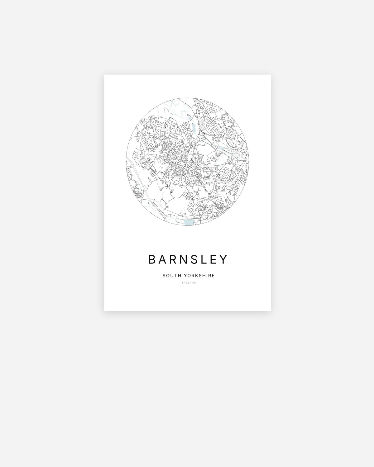 City map of Barnsley in a minimalist design.