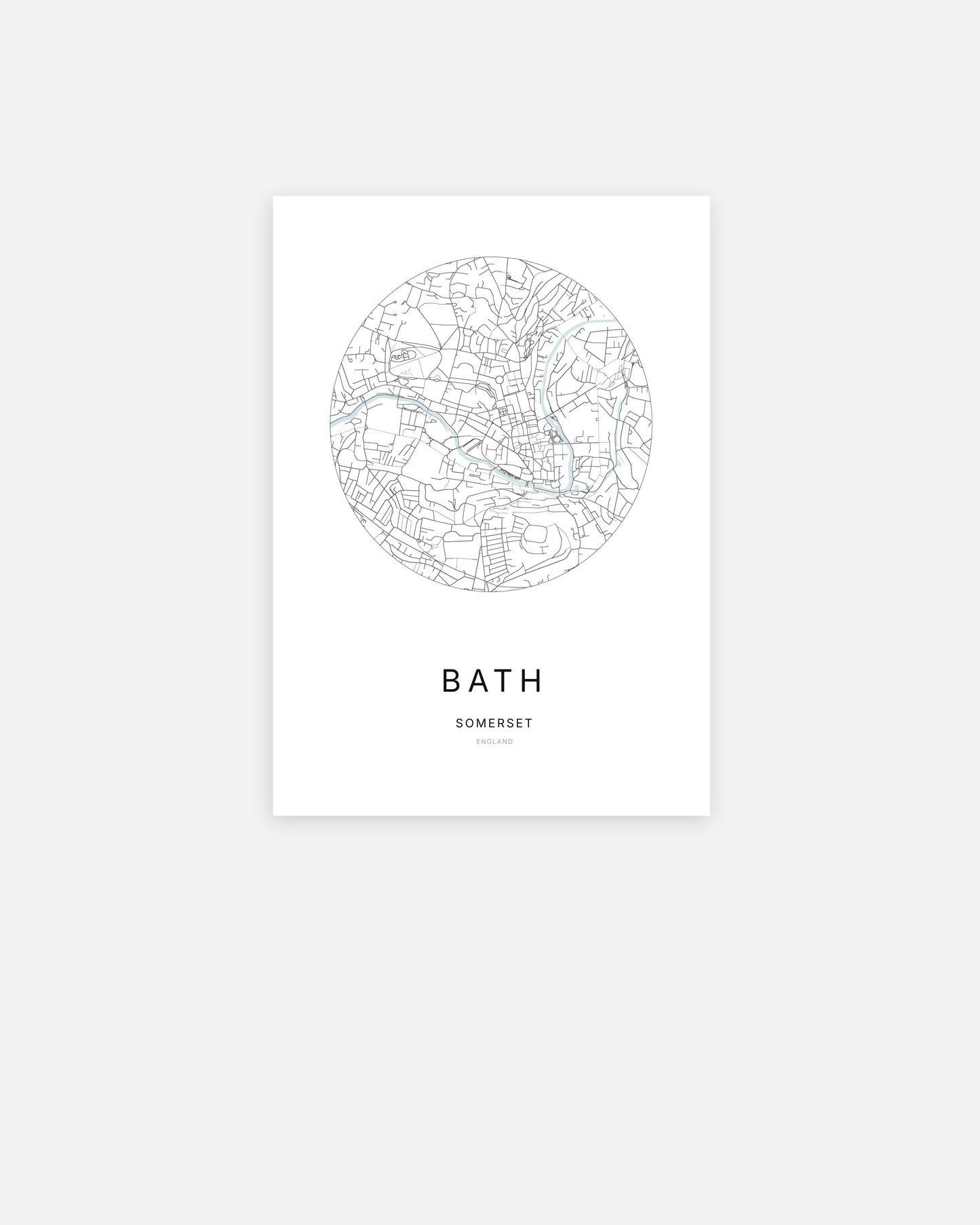 Plan de la ville de Bath au design minimaliste.