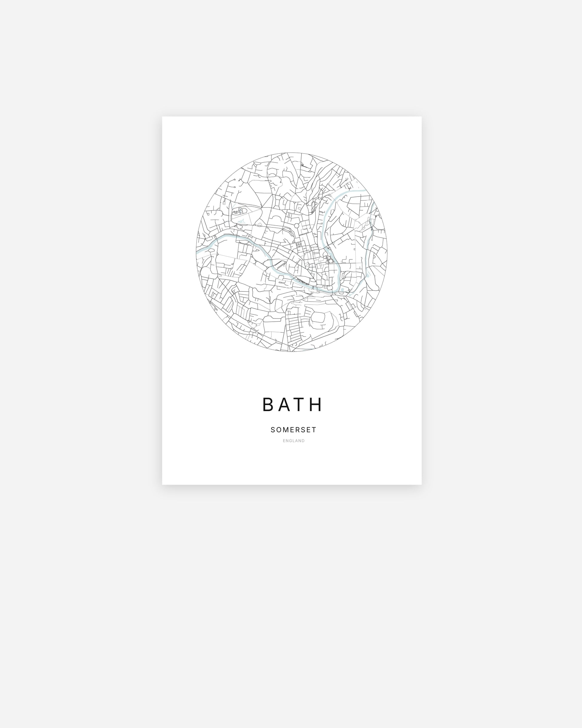 Plan de la ville de Bath au design minimaliste.