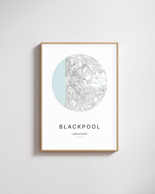 Poster représentant le plan de la ville de Blackpool.
