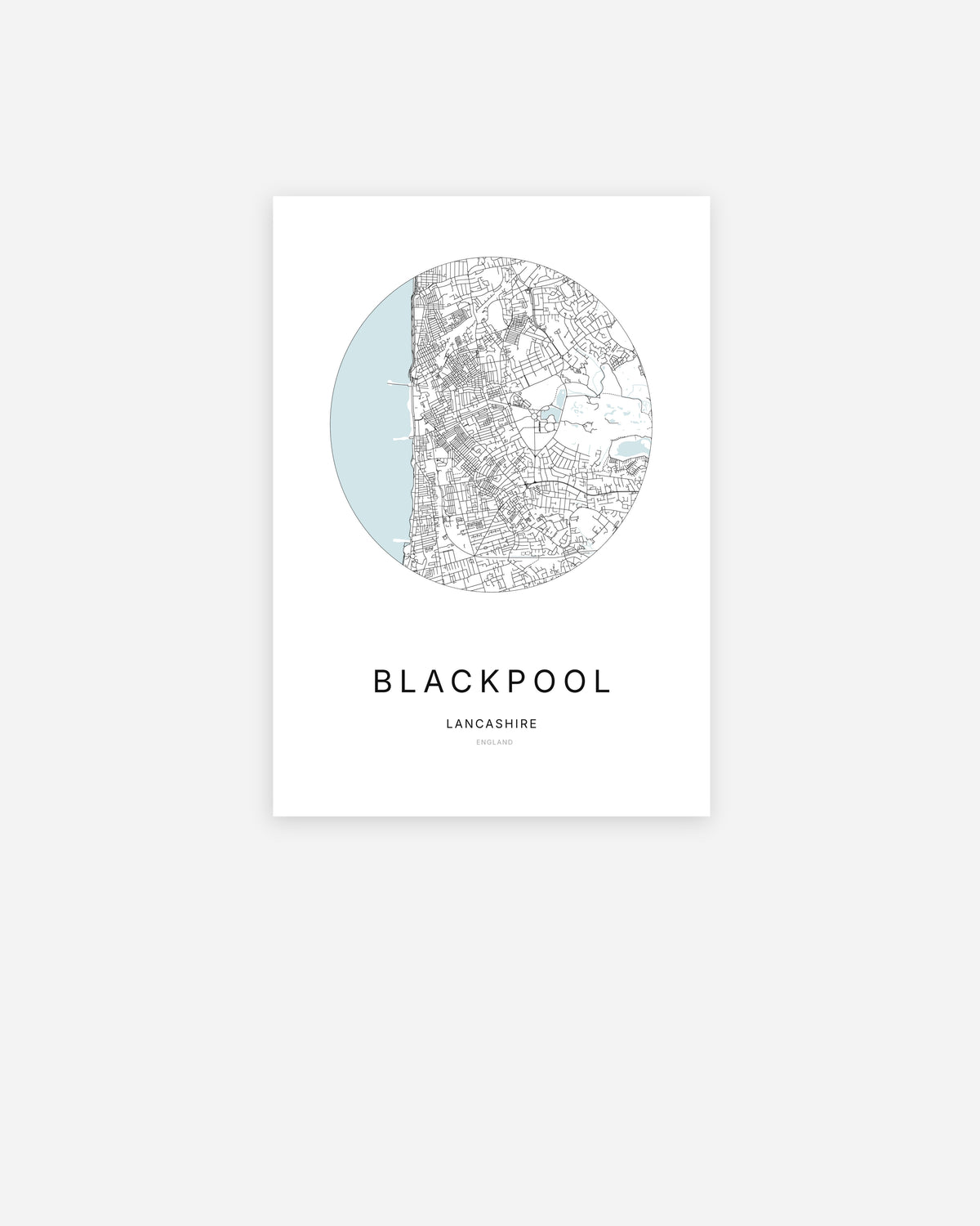 Plan de la ville de Blackpool au design minimaliste.