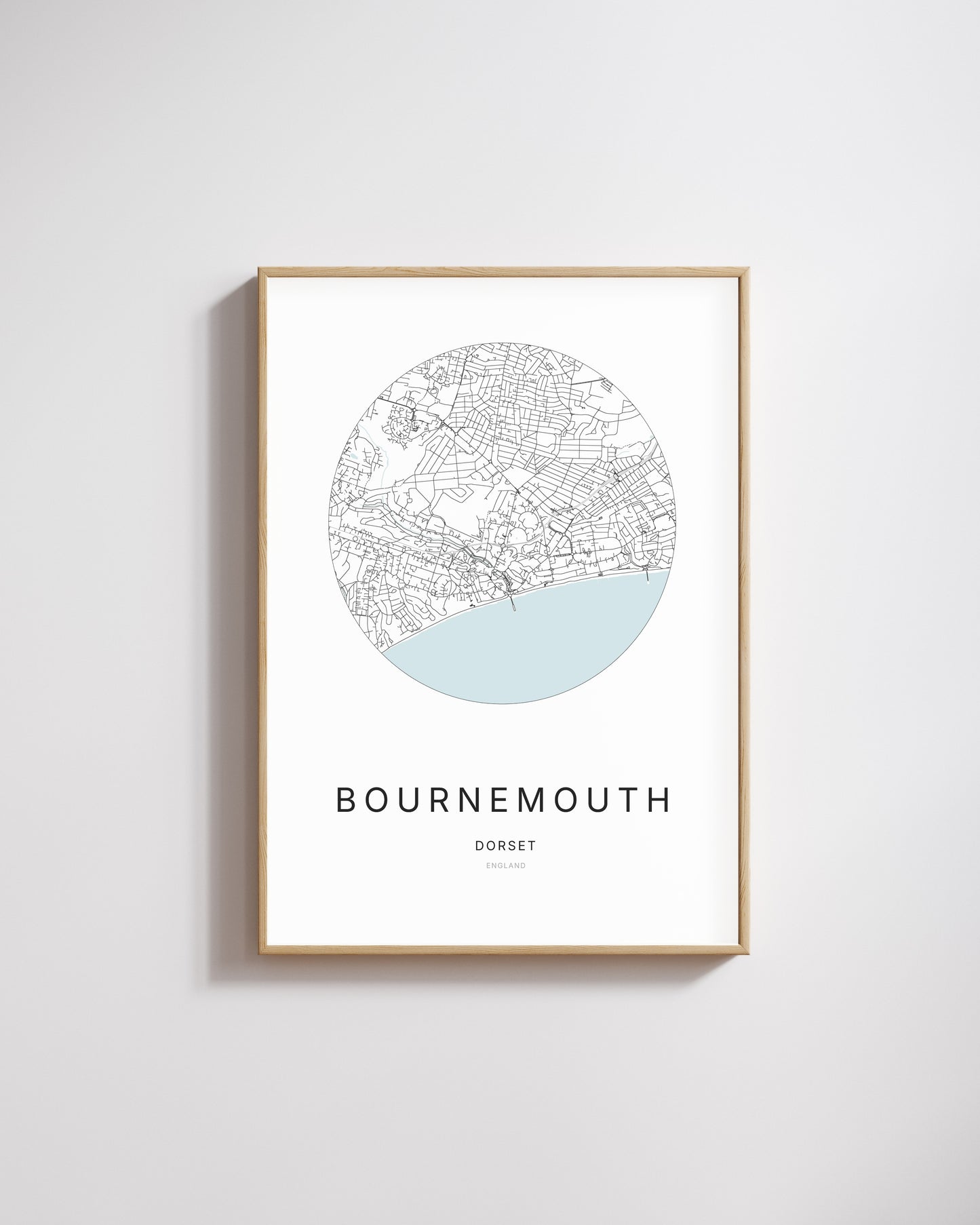 Poster représentant le plan de la ville de Bournemouth.