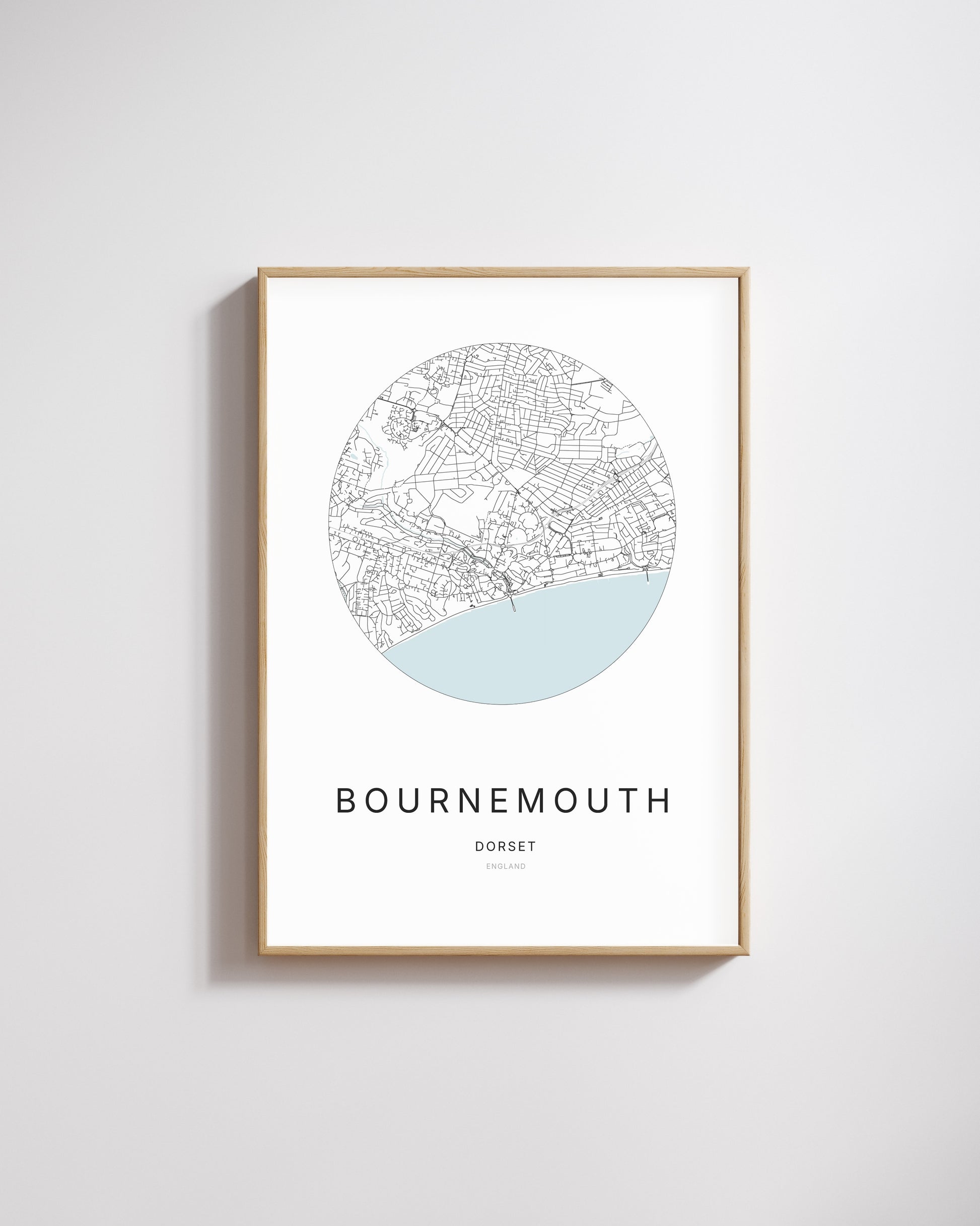 Poster représentant le plan de la ville de Bournemouth.