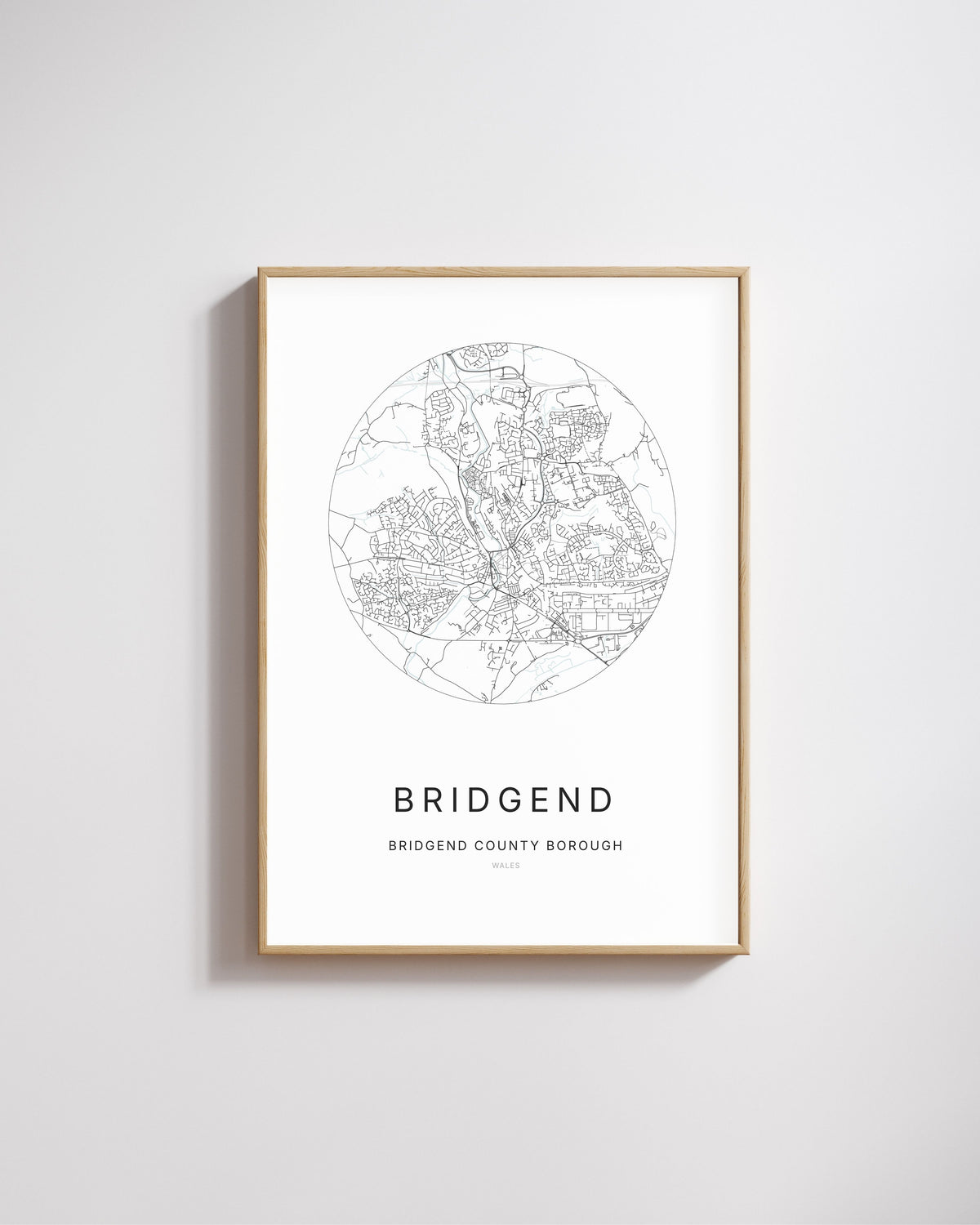 Poster représentant le plan de la ville de Bridgend.