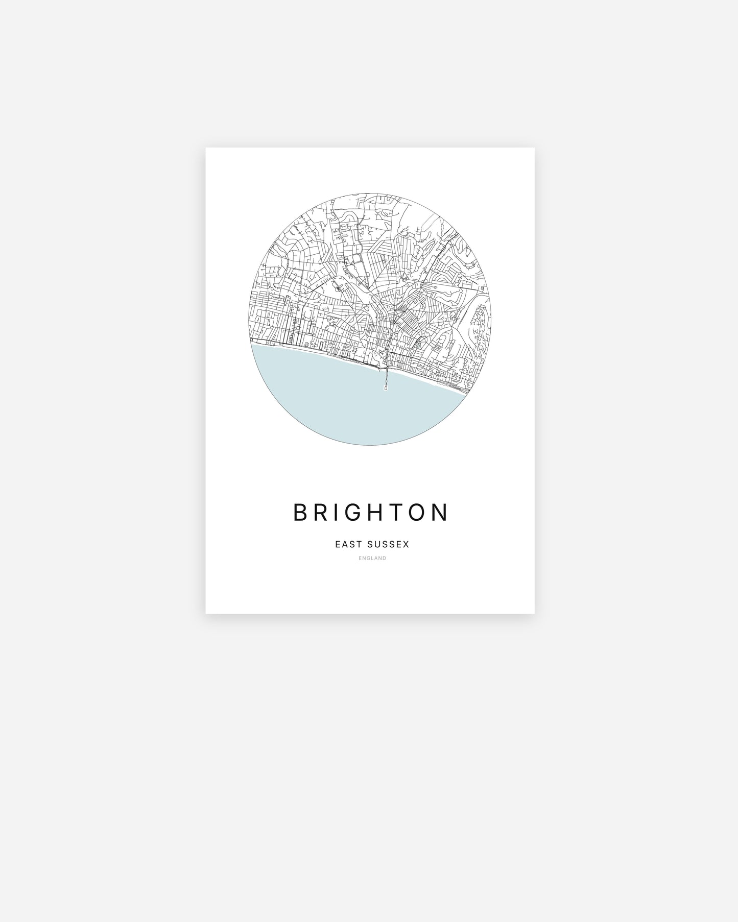 Plan de la ville de Brighton au design minimaliste.