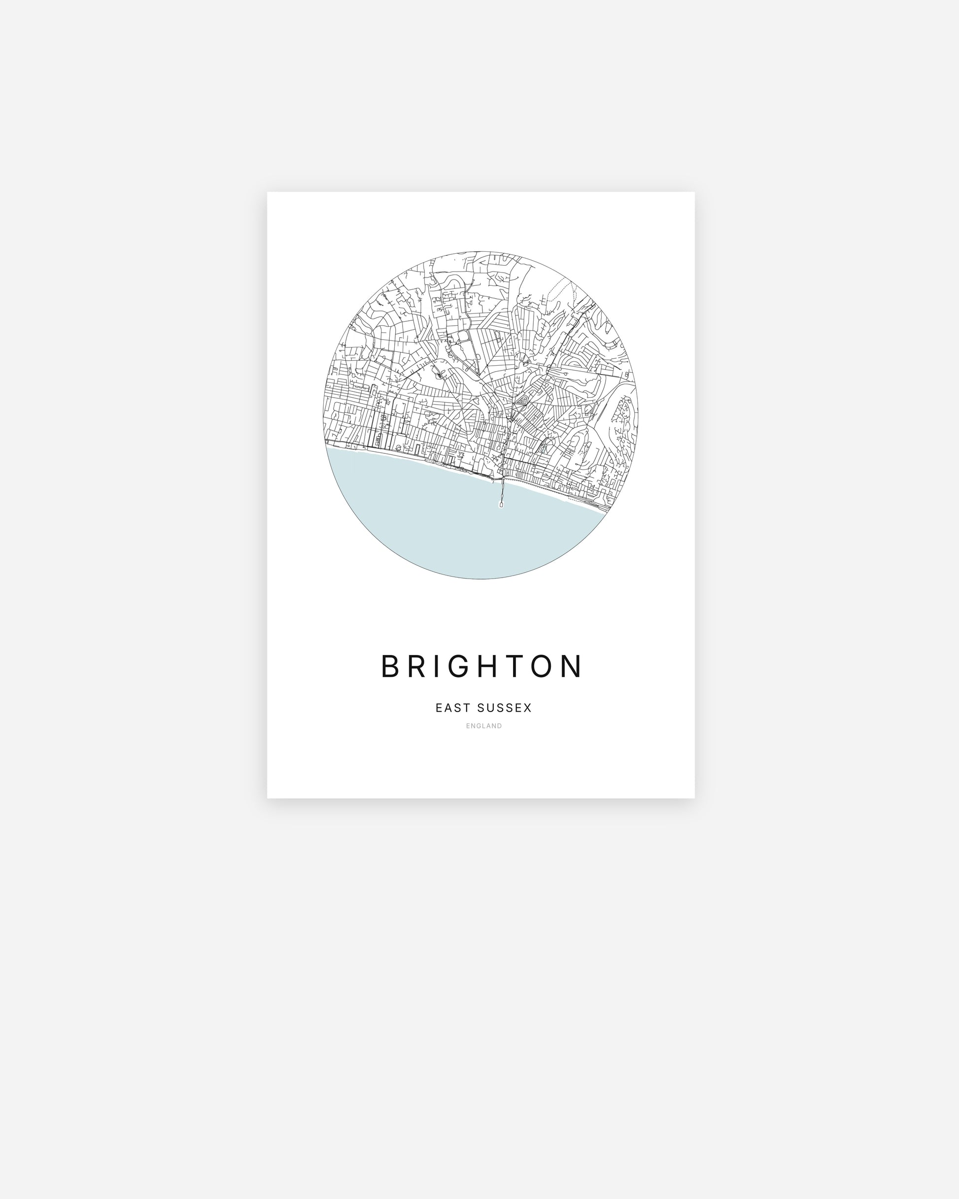 Plan de la ville de Brighton au design minimaliste.