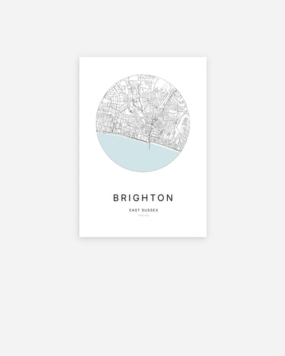 Plan de la ville de Brighton au design minimaliste.