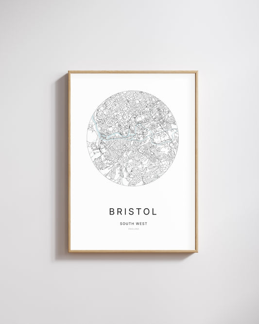 Poster représentant le plan de la ville de Bristol.